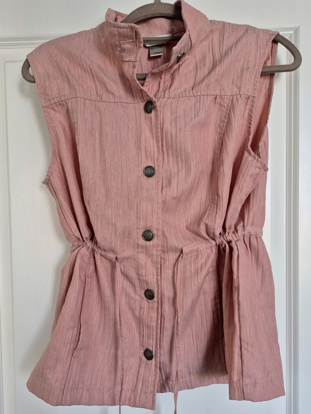 Christopher & Banks Pink Sleeveless Button-Front Utility Jacket